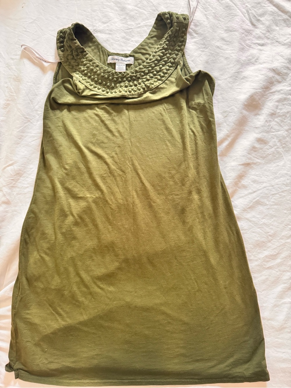 Tommy Bahama Olive Green Sleeveless Tank with Textured Collar